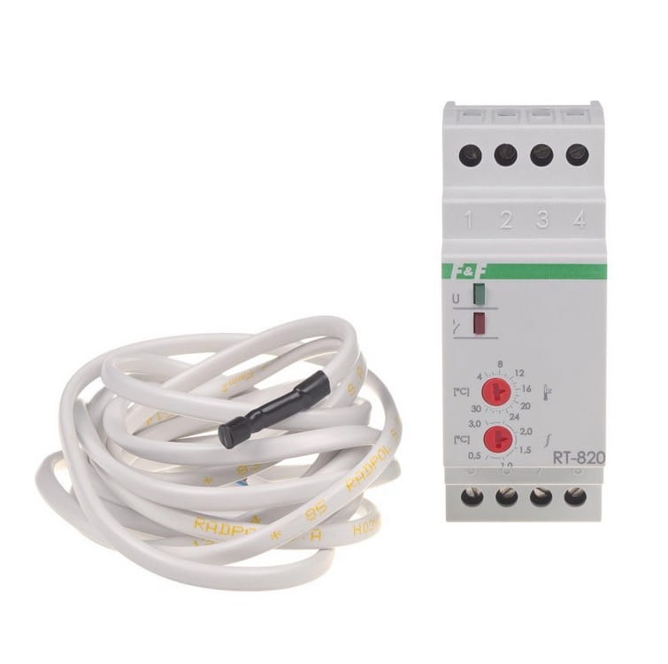 RT-820 Regulator temperatury - zakres temperatur 4÷30°C montaż na szynie DIN, styk: 1NO/NC 230V AC